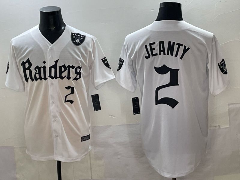Men 2025 Oakland Raiders #2 Jeanty white 6th generation Joint Name Nike Limited NFL Jersey style 06